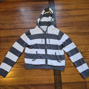 Pink Rose Charcoal and Cream Knit Hoodie